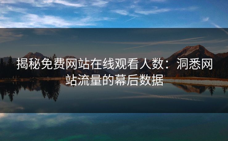揭秘免费网站在线观看人数:洞悉网站流量的幕后数据