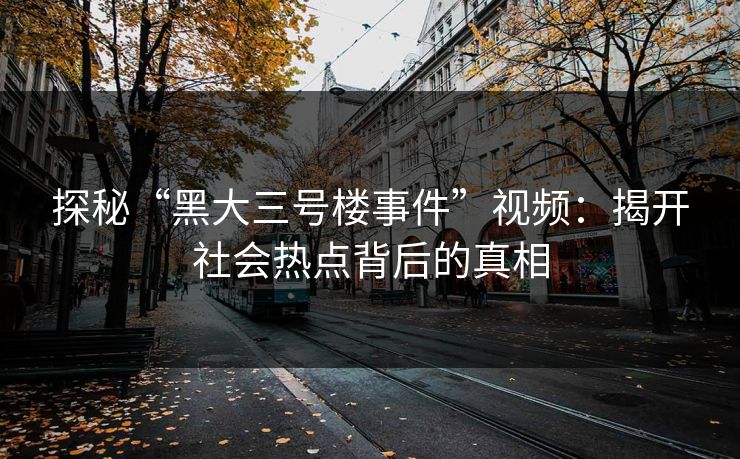 探秘“黑大三号楼事件”视频:揭开社会热点背后的真相 探秘“黑大三号楼事件”视频:揭开社会热点背后的真相