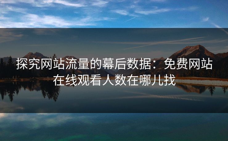 探究网站流量的幕后数据:免费网站在线观看人数在哪儿找 探究网站流量的幕后数据:免费网站在线观看人数在哪儿找