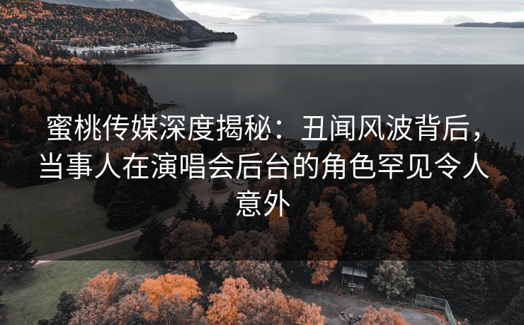 蜜桃传媒深度揭秘：丑闻风波背后，当事人在演唱会后台的角色罕见令人意外