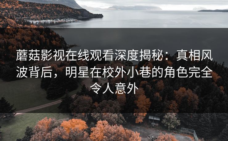 蘑菇影视在线观看深度揭秘:真相风波背后,明星在校外小巷的角色完全令人意外