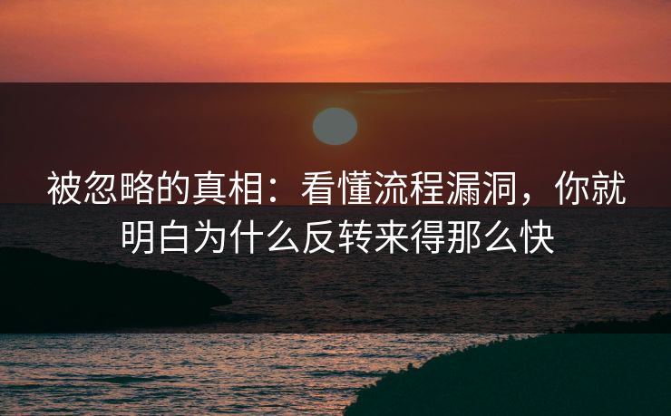 被忽略的真相:看懂流程漏洞,你就明白为什么反转来得那么快