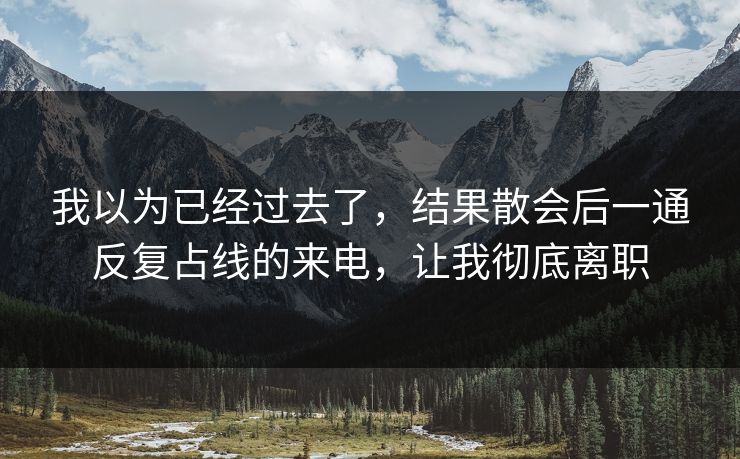 我以为已经过去了,结果散会后一通反复占线的来电,让我彻底离职 我以为已经过去了,结果散会后一通反复占线的来电,让我彻底离职