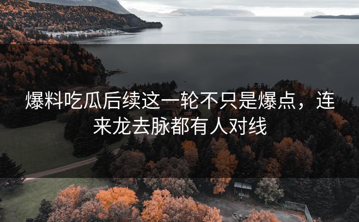 爆料吃瓜后续这一轮不只是爆点，连来龙去脉都有人对线