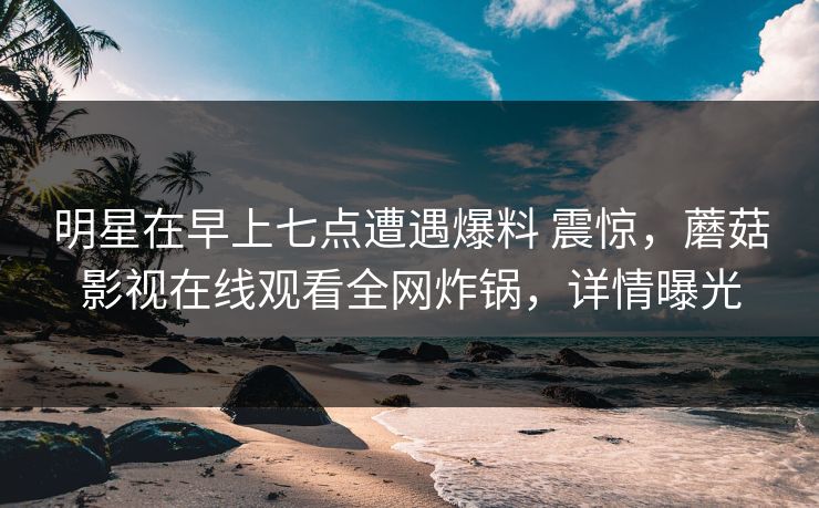 明星在早上七点遭遇爆料 震惊，蘑菇影视在线观看全网炸锅，详情曝光