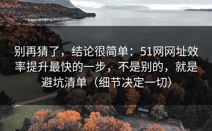 别再猜了，结论很简单：51网网址效率提升最快的一步，不是别的，就是避坑清单（细节决定一切）